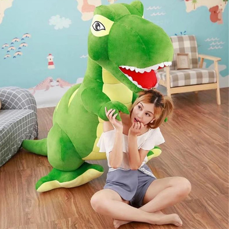 giant green stuffed dinosaur